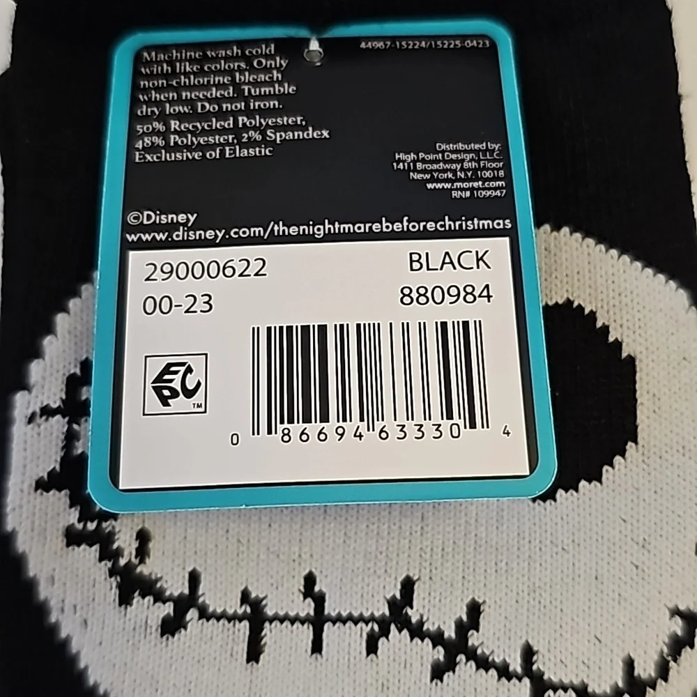 Disney Jack Skellington Nightmare Before Christmas No-Show Socks (2pair) sz 4-10 - Picture 6 of 6
